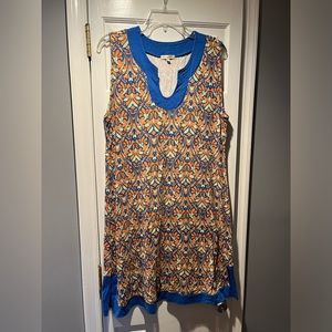 Women’s ZEN-KNITS Blue & Orange Tank Dress sz XXL
